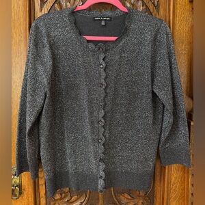 Cable & Gauge Club Women's Silver and Black 3/4 Sleeve Sweater